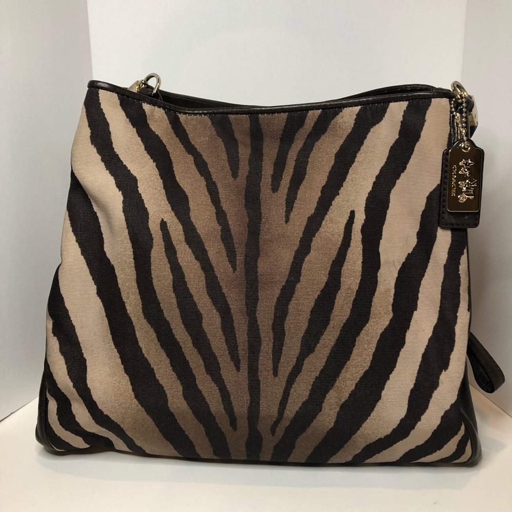 Coach Madison Phoebe zebra print hobo bag